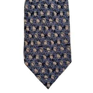 TIES TO NATURE Silk Sea Turtle Blue Black Off White Ocean Novelty Print Tie